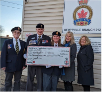 Attending a recent cheque presentation at the RCL Legion, Branch 212, Kemptville, were (l-r) Hester Horricks, Branch Secretary, Aubrey Callan, Branch Service Officer, Julie O’Brien, Branch Immediate Past President, Margret Norenberg, KDH Foundation Board Chair and Joanne Mavis, KDH Foundation Executive Director.